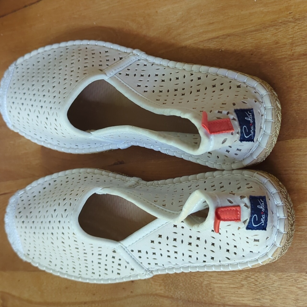 ⭐Sea Star Beachwear⭐ ESPADRILLE BEACHCOMBER White Eyelet Water Shoe - US Size 11
